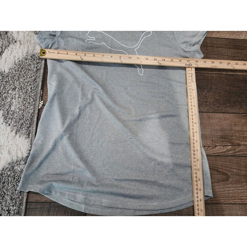 NEW PUMA Dry Cell Women's Medium Cat Logo Tee Heather Grey And White - Picture 5 of 7
